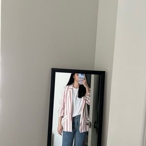 pink striped blazer